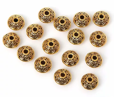 $6.99 • Buy 100pcs Alloy Pattern Spacer Beads Silver Antique Metal Gold Cone Jewelry Making