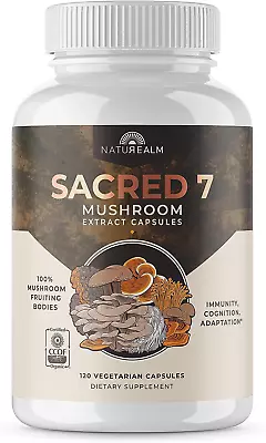 Sacred 7 Mushroom Extract Capsules - Chaga Cordyceps Lion'S Mane Maitake Rei • $49.55