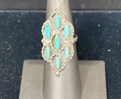 Vintage Native American Sterling Silver Turquoise Ring Size 6 • $69.99