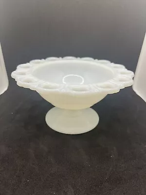 Vintage Lace Edge Milk Glass Compote Anchor Hocking 2ea 7  • $9.99