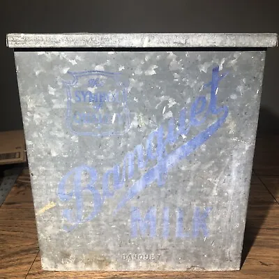 Antique Banquet Milk Metal Porch Milk Box Cooler Rectangle EARLY 1900s Indiana • $89.99