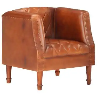 Tub Chair Brown Real Goat Leather • $716.73