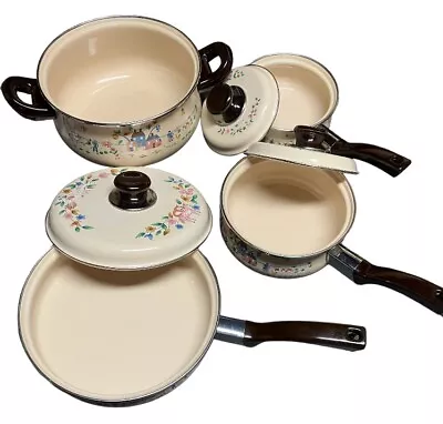 Vintage New In Box Heartland 7 Pc Enamel Cookware Set Farmhouse Design • $139.99