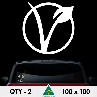 2 X Vegan Stickers 210mm Symbol Vegetarian Leaf Car Window Decal • $6.50