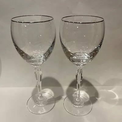 (2) Marquis By Waterford Crystal Allegra Platinum Wine Glasses Discontinued EUC • $52.95