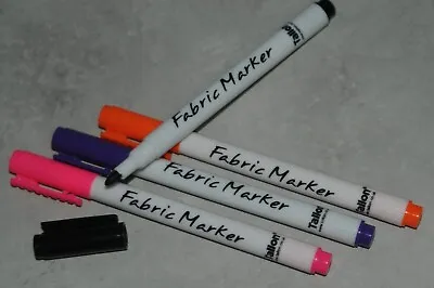 4 Pack Fabric Markers Felt Tip Pens Permanent Ink Textile Clothes T Shirts • £3.31