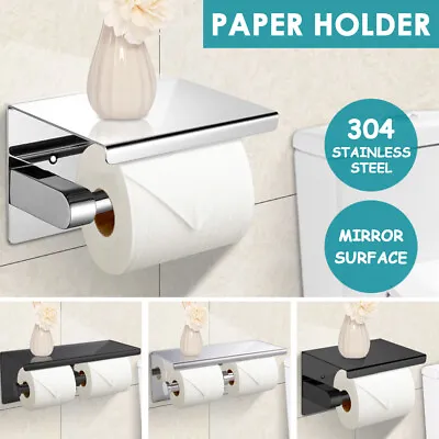 $29.99 • Buy Toilet Paper Holder Roll Bath Tissue Storage Hook Rack 304 Stainless Steel Wall