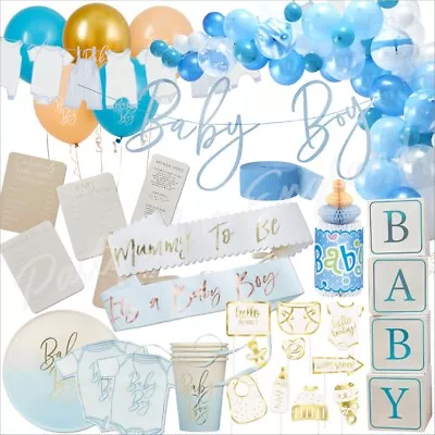 Blue Boy Baby Shower Decorations Tableware Balloons Gender Reveal Party Supplies • £3.30