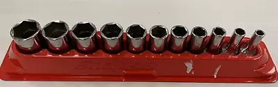 Snap On 6 Point Standard SAE Flank 3/8  Drive 11pc Socket Set W/Magnetic Holder • $81