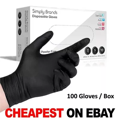 Black Nitrile Powder & Latex Free Thick Disposable Gloves Tattoo Mechanic 100 • £1.99