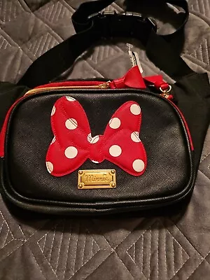 Disney Minnie Mouse Ribbon Polka Black Waist Fanny Pack Hipsack  • $12