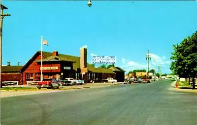 Mackinaw City MI Michigan  HURON STREET SCENE Greyhound Bus Station  Postcard • $7.60