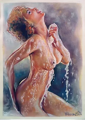 Original Painting A4 Oil Realism Girl Female NUDE Water Signed • £84.33