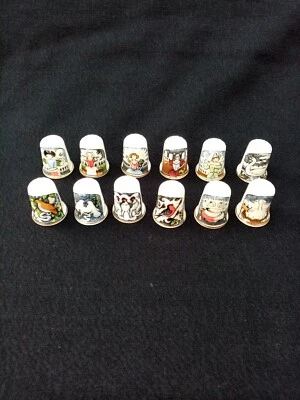 £15 • Buy Birchcroft China Thimbles 12 Days Of Christmas Great Britain Set Of 12