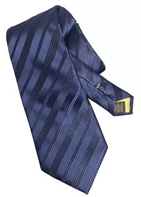 Donald J Trump Neck Tie Signature Collection Mens Navy Blue Striped 100% Silk PP • $22.50