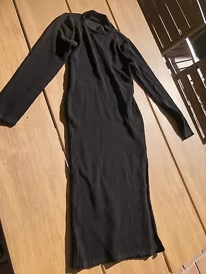 Maternity Black Super Stretch Slit Long Sleeve Dress • $10