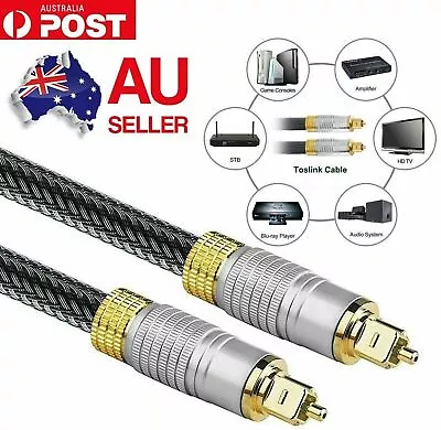 Premium Braided Toslink Digital Fiber Optic Optical Audio Cable SPDIF Dolby DTS  • $17.99