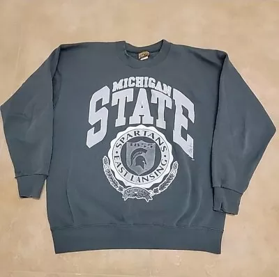 Vtg 90s Michigan State University Spartans Crewneck Sweatshirt  XL USA Made • $33