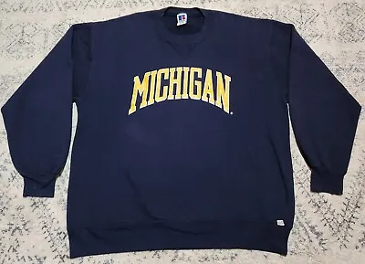Vintage 90s University Of Michigan Russell Athletic Crewneck Sweatshirt 2X  • $17.56