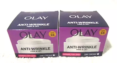 2 Boxes Of OLAY Anti-Wrinkle Firm & Lift Day Cream SPF15 2 X 50ml New Stock • £12.50