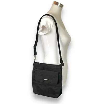 Travelon Black Crossbody Organizer Travel Bag Safety Locking Excellent Condition • £25.30