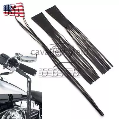 12  PU Leather Motor Brake Lever Covers Biker Clutch Fringe Long Black Tassels • $9.23