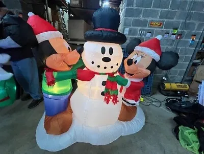 Gemmy Industries Airblown Mickey And Minnie With Snowman Inflatable Disney 1A • $49.99