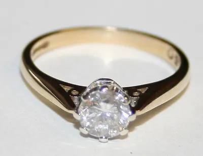 $1020.72 • Buy Impressive Traditional 9ct Gold Diamond Solitaire Engagement Ring 0.50cts Size I
