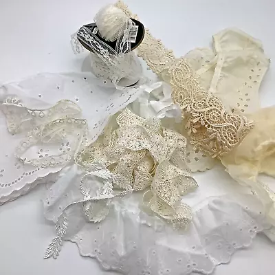 609 Vintage Ivory & White Lace & Remnants: Costumes Cosplay Shabby Chic Lot #4 • $15