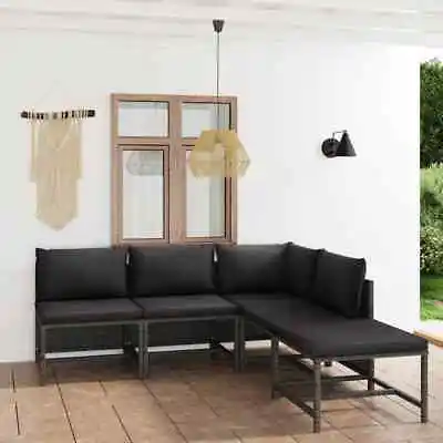 $499.99 • Buy 5 Piece Garden Lounge Set With Cushions Poly Rattan Grey VidaXL