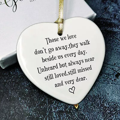 Memorial Plaque Funeral Gift Ceramic Hanging Heart Mum Dad Nan Grandad Christmas • £5.49