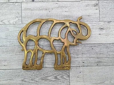 Vintage Brass Elephant Trivet Wall Hanging Footed Mid Century Modern MCM • $19.99