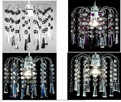 Chandelier Style Modern Ceiling Light Shade Droplet Pendant Acrylic Crystal Bead • £11.49