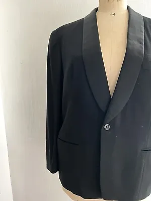 Antique French Man BLACK Wool TUXEDO Jacket SILK Shawl Collar C1920 • $145