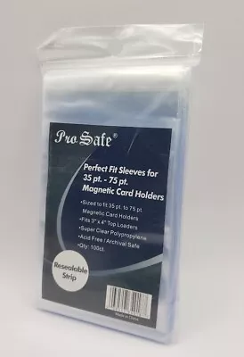 (100-Pack) Pro Safe Resealable Perfect Fit Sleeves - Magnetic Card Holder Size • $6.99