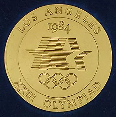 $84 • Buy 1984 Los Angeles OLYMPICS Gold Volunteer Participation Medal In Box 