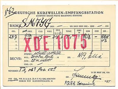 £10.75 • Buy QSL Radio XDE1075 Stettin Germany Ham 1930 Receiving Station Hermann Himmler DX