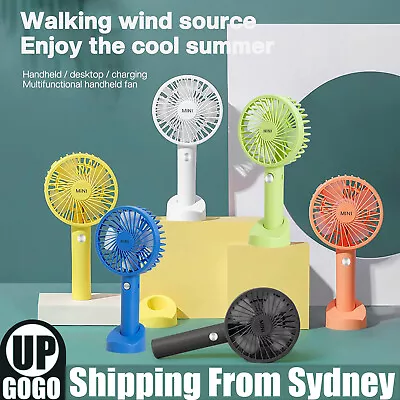 $11.29 • Buy Mini Portable Hand-held Desk Fan Cooling Cooler USB Air Rechargeable 3 Speed AU