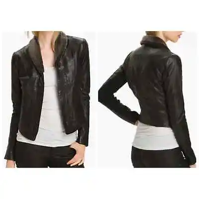 Veda Dom Shearling Shawl Collar Leather Jacket (P) • $350