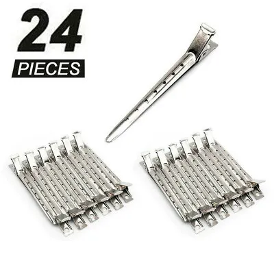 24 Pro Hair Salon Ladies Silver No Bend Metal Pin Curl Clips Single Prong Uk • £4.75