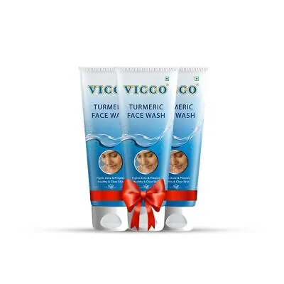 Vicco Turmeric Face Wash Pimples & Blackheads For Acne Prone Skin 70gm Pack Of 3 • $18.80