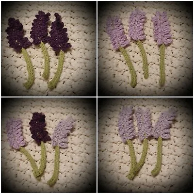  Handmade Crochet Flowers Lavender Crafts Embellishment Applique Patches  • £4.50
