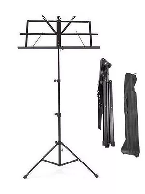 Music Stand Sheet Holder Metal Adjustable Folding Portable With Bag Carry Case • £7.45