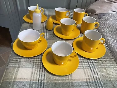 Mixed Set Vintage Yellow Cups Saucers Beakers Melamine Melaware Melmex  Picnic • £12