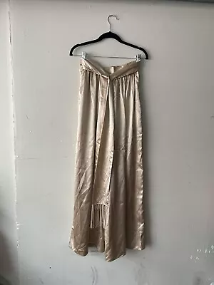 Vintage Bill Tice Light Gold Silk Satin Palazzo Pants M-L  Size 10 • $120