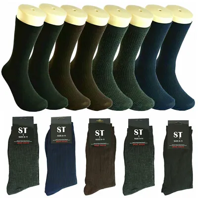 3-12 Pairs Mens Multi-Color Ribbed Cotton Business Casual Dress Socks Size 10-13 • $9.99