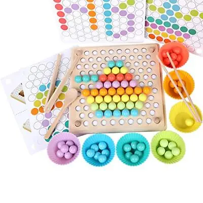 $35.27 • Buy  Wooden Peg Board Beads Game, Puzzle Color Sorting Stacking Art Toys For 