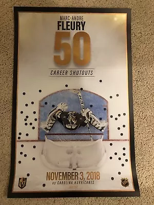 Marc Andre Fleury 50 Shutouts Limited Edition Poster - Vegas Golden Knights • $199.99