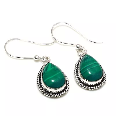 Malachite Natural Gemstone Handmade Earring Jewelry 1.50  925 Sterling Silver • $6.99