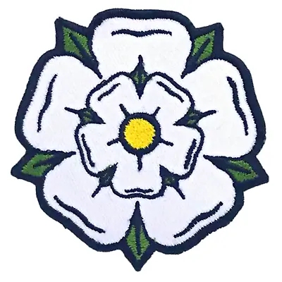 Yorkshire Rose White Jeans Jacket Clothes Badge Iron Or Sew On Embroidered Patch • £2.99